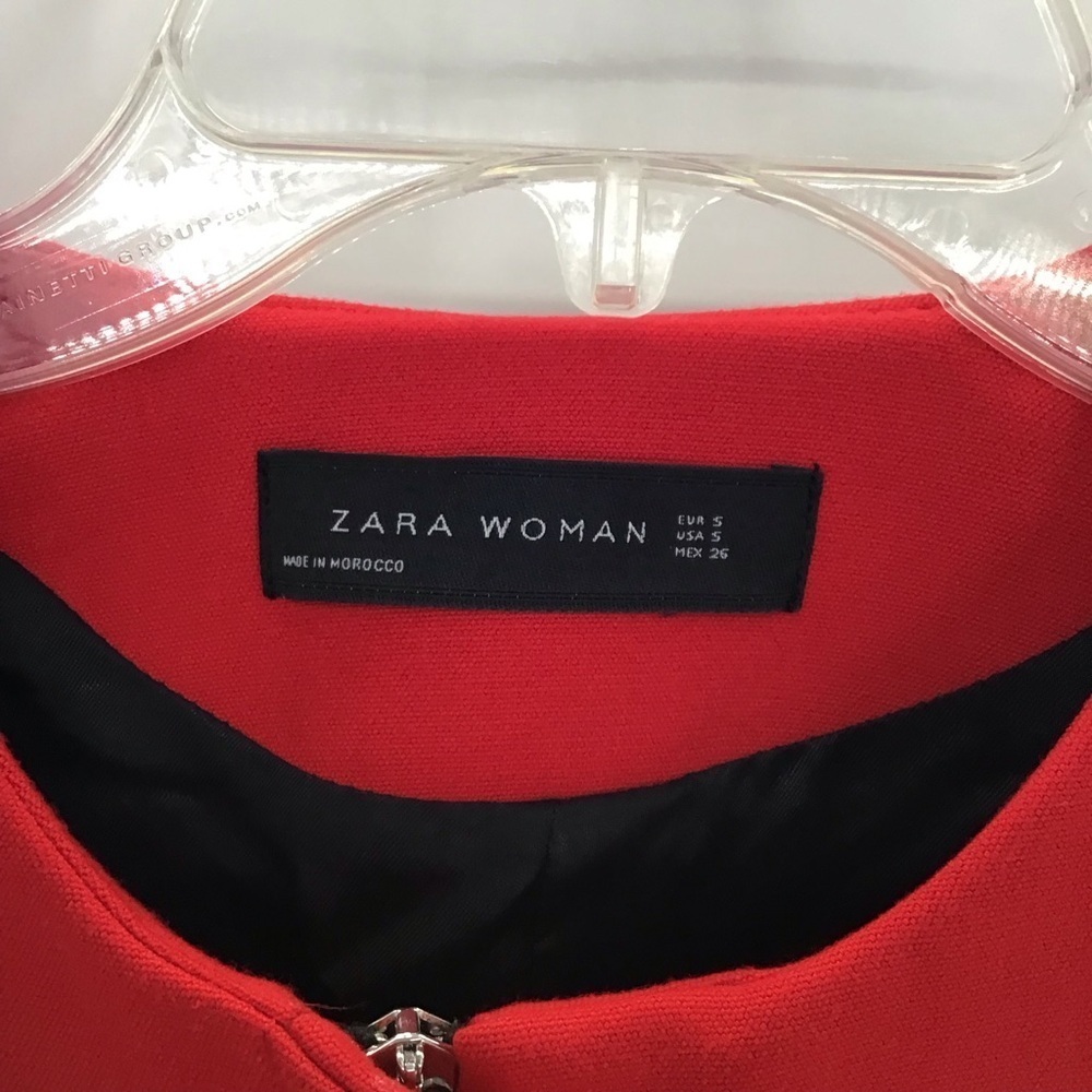 ZARA Frilled Sleeve Jacket Coat Chic Career Business Casual Red Size Small - Picture 6 of 11
